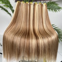 Cheveux humains brésiliens naturels bruts 12A # P4-27 Brun foncé avec mèches blond miel, mèches de cheveux non traitées