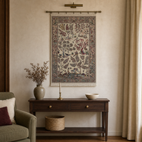 Tapis mural tissé en modal doux à poils longs, motif cent oiseaux, crème de luxe, 60*90cm, vente en gros