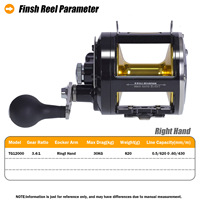 Nouveau 3.4:1 gros gibier 30kg métal moulinet de pêche lent mer bateau moulinet de pêche eau salée jigging thon pêche à la traîne
