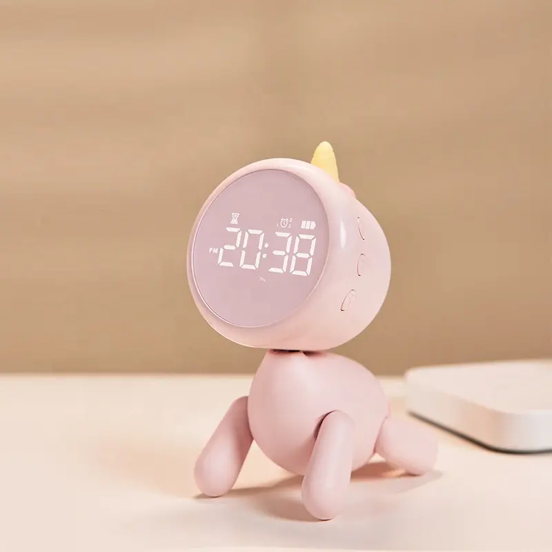 Alarm jam LED Digital anak-anak, Jam Alarm gerak Digital Kartun Unicorn murah tidur bangun malam, jam Alarm untuk anak-anak