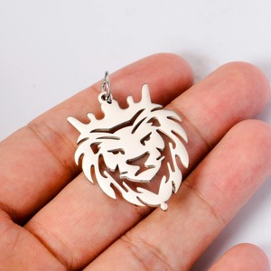 Collier pendentif punk en acier inoxydable poli, motif couronne creuse Lion King, pour breloques DIY et accessoires de fabrication de bijoux rock - Product Image 4