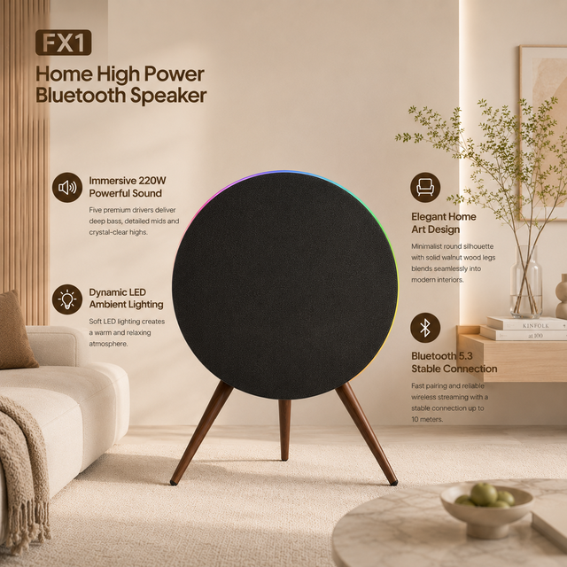 Premium Floor Standing Bluetooth Speaker HiFi Home Audio Wireless Home Theater Speaker with LED Light