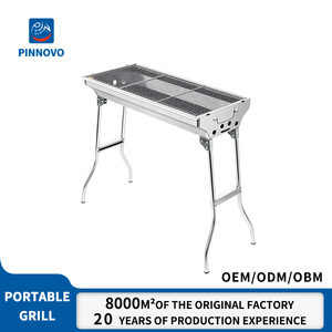Barbecue au charbon <span class=keywords><strong>de</strong></span> bois portable Pinnovo avec corps pliable en acier inoxydable pour le <span class=keywords><strong>camping</strong></span> en plein air, les grillades dans <span class=keywords><strong>la</strong></span> cour et un rangement facile - Product Image 1