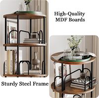 Étagère à livres rotative à 5 niveaux, 360 °   Étagère à livres tournante ronde, grande étagère à livres en bois et en métal pour coin/bureau/maison