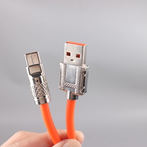 Kim Loại Kết Nối 1.5M Sạc Nhanh Cáp Dữ Liệu Loại C 3A Nhanh Chóng Sạc USB A Để C Cho Điện Thoại <span class=keywords><strong>Android</strong></span> Pad PVC Áo Khoác Màu Cam - Product Image 3
