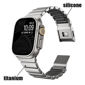 Bracelet en titane + silicone <span class=keywords><strong>pour</strong></span> Apple Watch Ultra 3 49 mm 46 mm, bracelet magnétique de luxe <span class=keywords><strong>pour</strong></span> séries 11 10 9 8 7 6 5 SE - Product Image 4