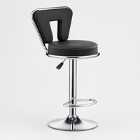 Tabouret de bar moderne en cuir PU à hauteur réglable, pivotant, avec dossier et repose-pieds, base chromée pour cuisine et bar