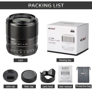VILTROX 33Mm F1.4 STM Tự Động Lấy Nét Cố Định Ống Kính Tiêu Cự Cho Fujifilm FUJI X-Mount X-T3 XS10 X-Pro3 X-T30 X-T20 X-T10 Máy Ảnh Quà Tặng <span class=keywords><strong>MCUV</strong></span> - Product Image 5