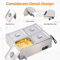 Chauffe-aliments électrique commercial en acier inoxydable 110V Bain Marie avec mode d'économie d'énergie Capacité de 150L pour buffet restauration