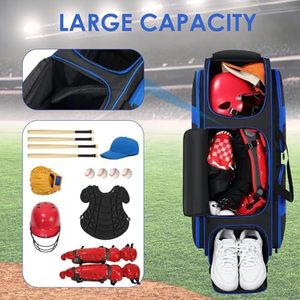 Large Capacity Multi-space Baseball Softball <strong>Bag</strong> for Men <strong>Women</strong> Portable Wheels Soft Rolling Feature Separate Shoe <strong>Sports</strong> - Product Image 2