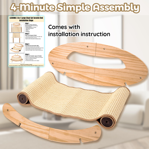 Classic <b>Cat</b> <b>Sofa</b> & Scratching Pad-Durable Natural Sisal Mat with Wood Base Carton Packed - Product Image 5