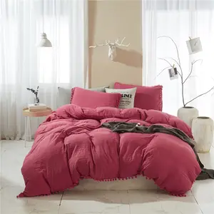 3PCS Solid color Home bedding comforter doubles bedsheet dovet cover 100% cotton sateen sheets 500tc