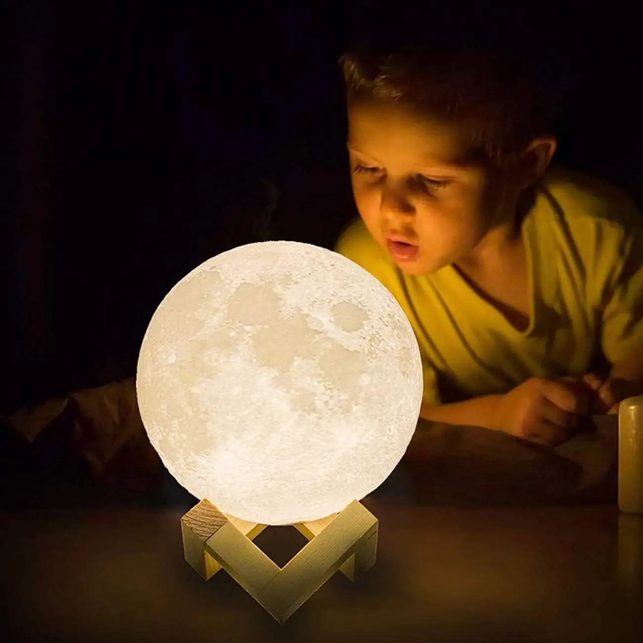 Lampu LED 16 warna 3D, lampu cahaya bulan dekorasi Moderan 16 warna berubah warna dapat diisi ulang untuk anak-anak