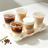 Gobelets jetables en PET transparents de 90 mm avec logo personnalisé, gobelets à café en plastique épais pour thé au lait, cocktails, limonade, 12/14/16/20/24 oz