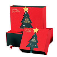Petit rouge mode Design attrayant Père Noël réveillon emballage chaussettes cadeau papier emballage carton créatif Double-couvercle boîte