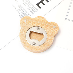 Apribottiglie Magnetico Rotondo in <span class=keywords><strong>Legno</strong></span> Creativo con Logo Personalizzato per Uso e Decorazione - Product Image 5
