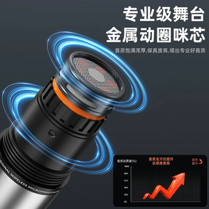 <b>Wireless</b> U Shaped <b>Microphone</b> Metal Body Uhf High Frequency Heart Shape Pick Up Led Display For Live Streaming Stage Use - Product Image 2