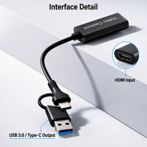 Adaptateur de capture vidéo audio USB 3.0 Type C compatible PS4/Xbox/<span class=keywords><strong>PC</strong></span>/Mac, enregistrement et diffusion en direct HD 1080p, carte HDTV - Product Image 2