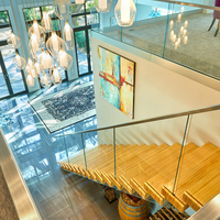 Marche monocristalline, escalier moderne en acier inoxydable, Installation facile, escalier tissé, bande de bois