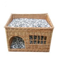 Panier de rangement en osier tissé naturel confortable et tendance personnalisé, panier rond en rotin tissé à la main, maison de couchage pour animaux de compagnie