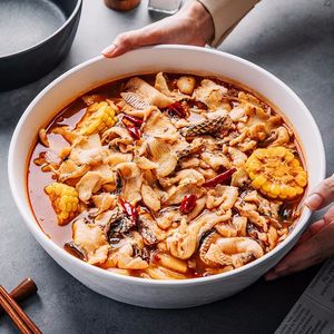 Vendita calda roccia fantasia 12 pollici di grande capacità Pasta Noodle Ramen Bowl Hotel Catering ceramica da servire ciotole per zuppa - Product Image 4