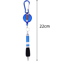 Stylo bille rétractable en métal avec cordon de traction et mousqueton