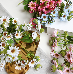 Bouquet de fleurs artificielles en soie, fausses marguerites, camomilles, tournesols et chrysanthèmes blancs, vente en gros - Product Image 3