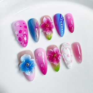 <span class=keywords><strong>Uñas</strong></span> Acrílicas Hechas a Mano <span class=keywords><strong>con</strong></span> Forma <span class=keywords><strong>de</strong></span> Almendra y <span class=keywords><strong>Diseño</strong></span> <span class=keywords><strong>de</strong></span> Mariposa, Reutilizables, para Regalo <span class=keywords><strong>de</strong></span> Navidad y Año Nuevo, Venta al Por Mayor - Product Image 3