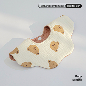 Babero de Muselina de Algodón Transpirable, Impermeable, de Doble Cara, 4 Capas, Paño para Bebés, con Botón a Presión, Reversible y Absorbente - Product Image 3