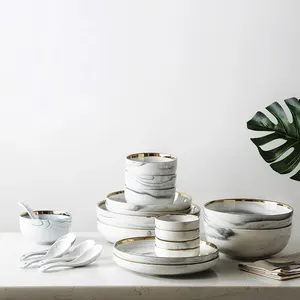 Set di piatti da tavola all'ingrosso set di piatti e ciotole moderni set di stoviglie set da pranzo in ceramica