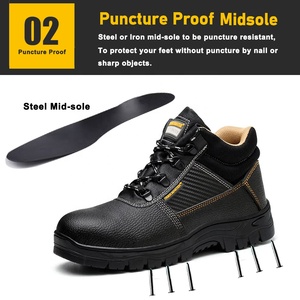 Nero PU superiore antiscivolo in gomma Sole prevenire foratura punta in ferro Anti-fracassatura a buon mercato <span class=keywords><strong>scarpe</strong></span> di sicurezza <span class=keywords><strong>da</strong></span> <span class=keywords><strong>lavoro</strong></span> per gli uomini industriali - Product Image 6