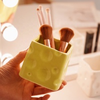 Pot de rangement en céramique de luxe léger pour fromage, organiseur de bureau élégant, porte-crayons, pot de rangement cosmétique avec couvercle