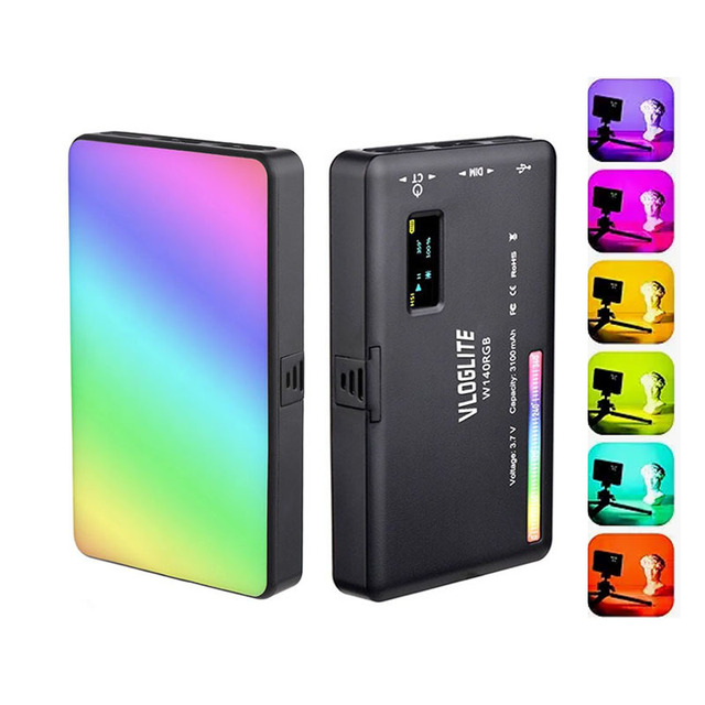 RGB Video Light Portable LED Camera Light Panel 3100mAh Rechargeable DSLR Lighting for Vlogging, Photography, Video Conference