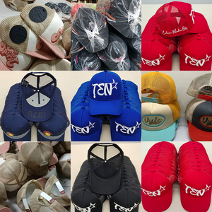 Bán Buôn Cổ Điển <span class=keywords><strong>Tri</strong></span> Màu Lưới Mũ Bóng Chày 5 Bảng Điều Chỉnh Nhãn Hiệu Riêng Biểu Tượng Tùy Chỉnh Side Thêu Dệt Vá Trucker Mũ - Product Image 6