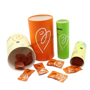 กล่องบรรจุภัณฑ์กระดาษแข็งแบบรีไซเคิลได้สำหรับกาแฟลูกอมหลอดกลมพร้อมฟองน้ำซับลายนูนการจัดการพิมพ์ - Product Image 1