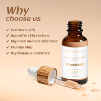 Sérum solaire teinté SPF 50 pour le visage, effet éclaircissant, waterproof, anti-âge, marque privée
