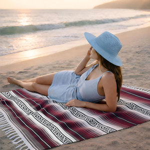 Mantas Mexicanas Tejidas Personalizadas al por Mayor, Mantas de Algodón para Picnic, Camping, Playa, Poncho, Toalla con Borlas - Product Image 4