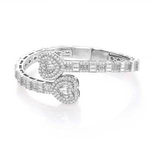 Hip Hop Jewelry Micro Pave Baguette CZ Stone Iced Out Hamsa Hand Charm <b>Bangle</b> Bracelet <b>for</b> <b>Men</b> Women - Product Image 2