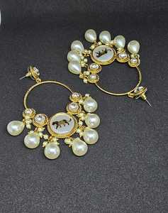 Pendientes de lujo Royal Peacock, conjunto kundan de Jhumky, joyería tradicional nupcial para boda. - Product Image 3