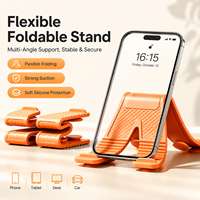 Support de téléphone flexible en silicone, pliable, à ventouse en forme de X, support paresseux pliable pour voiture, mur, bureau