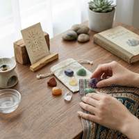 Ensemble de Pierres de Guérison en Améthyste Naturelle, Pierres Précieuses en Forme de Boule, Pochette pour Cartes, Coffret Cadeau Personnalisé pour Yoga, Divination, Cadeau de Mariage