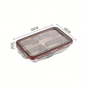 304 Stainless Steel Cute Kindergarten <b>Lunch</b> <b>Box</b> Plastic Lid School Student Meal Storage Divided Tray Grade Leak Proof Heatable - Product Image 5