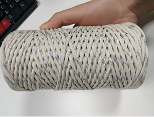 Decorazioni per la <span class=keywords><strong>casa</strong></span> 3MM 125 m rotolo misto colore <span class=keywords><strong>naturale</strong></span> e argento cotone corda di macramè - Product Image 4
