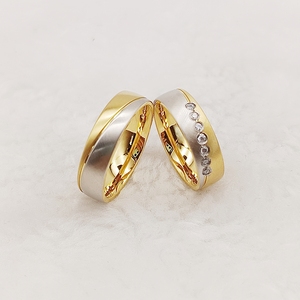 Personalizado dos tonos 18K chapado en oro titanio 925 <span class=keywords><strong>plata</strong></span> esterlina amantes alianzas boda aniversario banda <span class=keywords><strong>pareja</strong></span> anillos clásico - Product Image 1