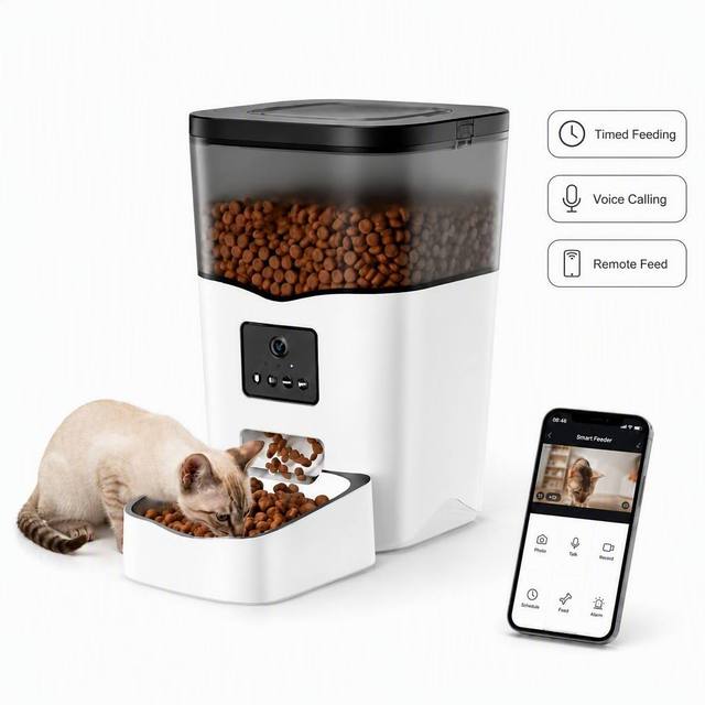 WiFi Camera Live Video APP Remote Control Timed Feeding Dog Cat Food Dispenser Portions 3L Capacity Smart Automatic Pet Feeder