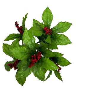 شجيرة عشب مزخرفة بأوراق صناعية مع ديكور أحمر قابل للحمل لديكور المنزل - Product Image 2