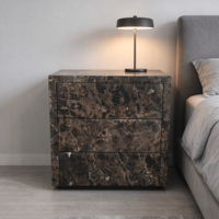 Table de chevet moderne en marbre brun Emperador foncé, meuble de chambre à coucher de luxe en pierre naturelle, table d'appoint de canapé pour salon