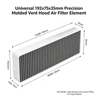4 Paket Filter Karbon Aktif untuk Penghisap Asap Tanpa Saluran 192x75x35mm Pengganti Filter Udara Ekstraktor Kompor Downdraft