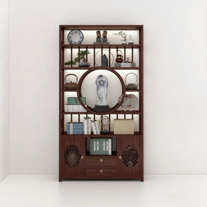 Vetrina Cinese Antica, Mobile da Esposizione Spesso per Parete di Fondo Sala da Tè, Mobile Bar e Divisorio Espositore Multiuso - Product Image 3