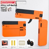 Pistolet Jouet Life Card Tendance Tout en Métal à Balle Souple, Modèle de Tir Haute Qualité pour Garçon, Plusieurs Couleurs, Pistolet Jouet Pliant en Métal